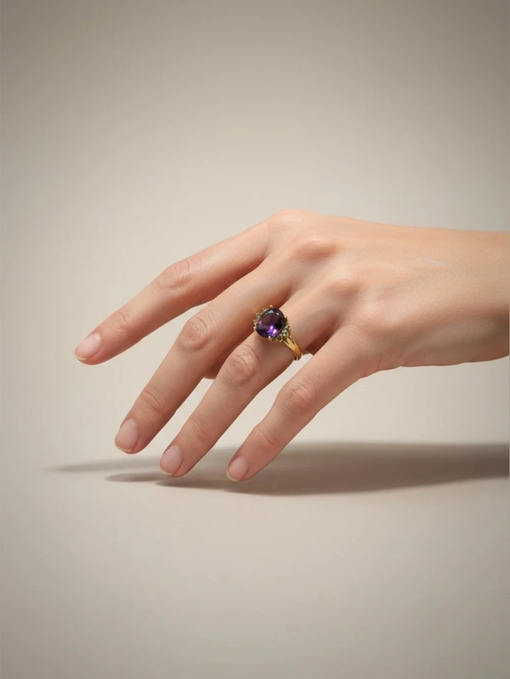 3 Carat Natural Russian Alexandrite Center Gemstone set in 12K Gold • size 5.5